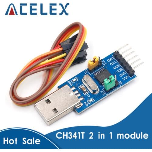 CH341T 2 in 1 module 3.3V 5V USB to I2C IIC UART USB to TTL single-chip serial port downloader
