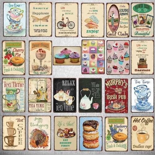 Homemade Pie Food Metal Sign Vintage Plaque Coffee kitchen Music Bar Wall Home Restaurant Art Decoration 30X20CM DU-4814A