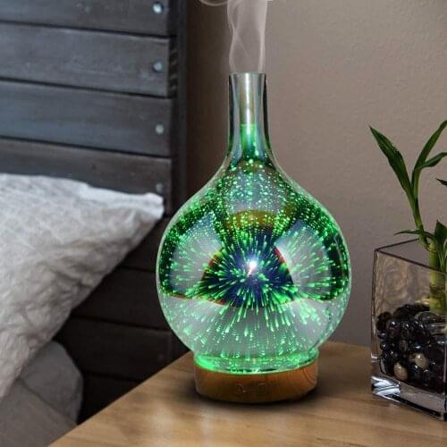 Electric Humidifier Stardust Oil Diffuser Glass Colorful Vase Humidifier Home 3D Mini Aromatherapy Machine Night Light Hot