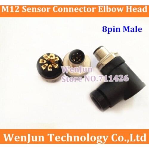 Hot Sale M12 8pin male Aviation plug/Connector M12 CORE Elbow head Sensor Connector