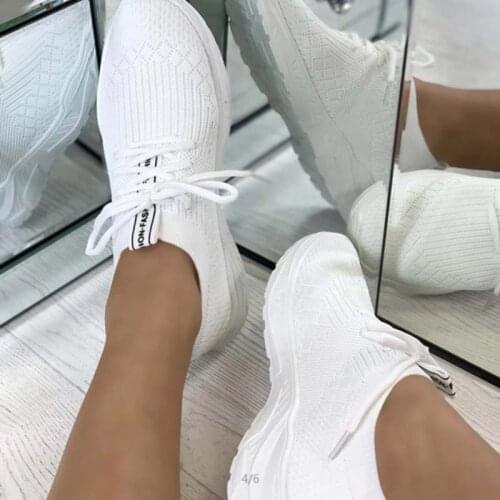 2021 Women Sneakers Mesh Breathable Shoes For Woman Casual Sneakers New Lace Up Women Vulcanized Shoes Female Flats White Black