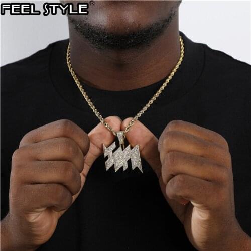 Iced Out AAA Bling Micro Paved CZ Zircon JEFE Pendants & Necklaces Rapper Hip Hop Jewelry With Tennis Chain For Men