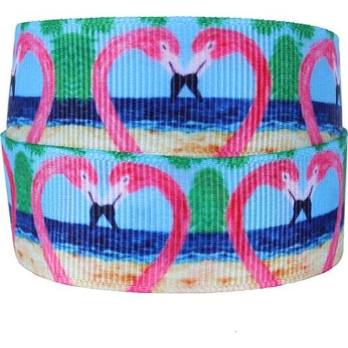 FLRA Ribbon (50yards/lot) Wholesale 75mm grosgrain flamingo heat transfer ribbon