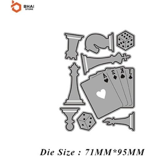 Carbon Steel Metal Cutting Die Playing Cards and Chess Pieces Suitable for Decorative Scrapbook Album Festival Card Making 2021