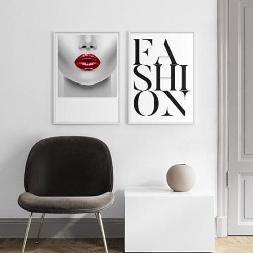 Fashion Canvas Painting Makeup Room Wall Art Picture Sexy Girl Red Lips Rose Flower Art Prints Poster Beauty Salon Decoration