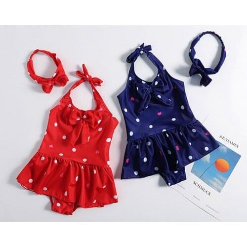 Rayseeda Hot Fashion Child One-piece Swimsuit Dot Print Thong Swimwear for Kids Girls Casual Beachwear Resort Spa Wear Clothing