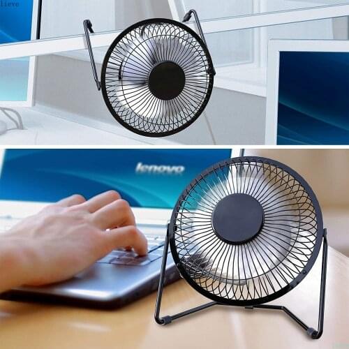 Mini USB Fan Desk Table Personal Portable Desktop Metal Cooler Cooling Powered PC Netbook for Camping Home Office Outdoor Travel