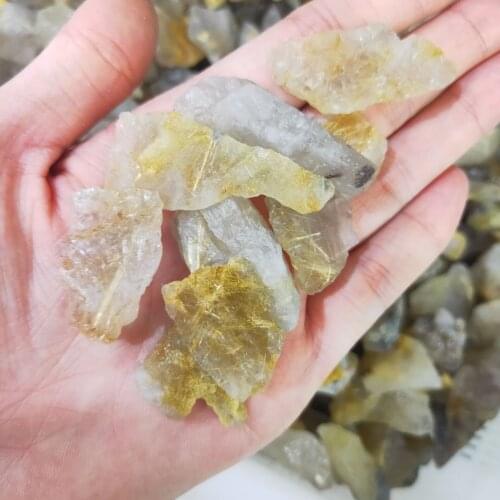 50g Natural golden Quartz Rough Stones Hairstone Point Raw Crystals Mineral Specimen Healing Gift Collection