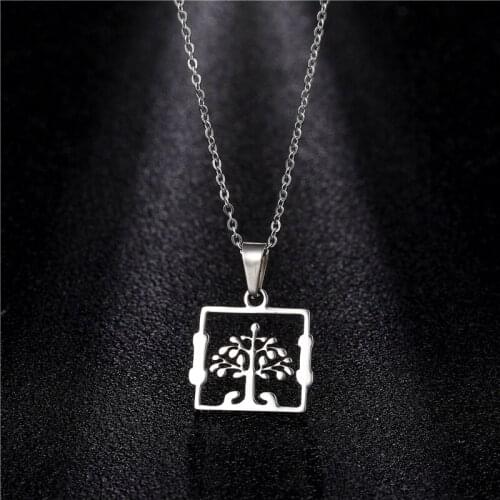 Stainless Steel Minimalist Jewelry Lucky Life Tree Pendant Necklace Simple Fashion Wishing Tree Chokerhigh Quality Wholesale