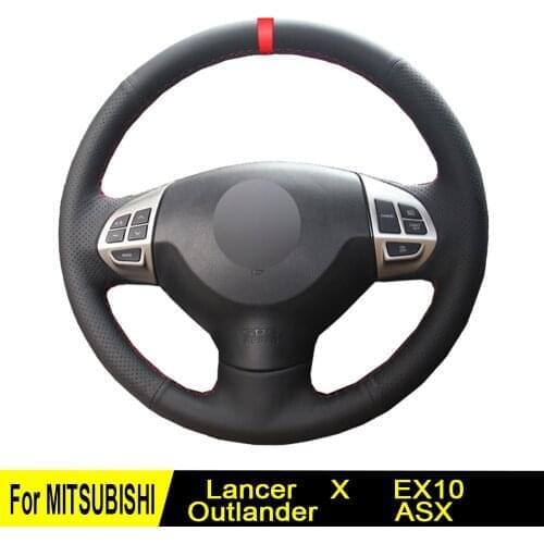 Steering Wheel Cover For Mitsubishi Lancer EX10 X Outlander ASX Colt Pajero Sport Black Hand-Stitched Artificial Leather