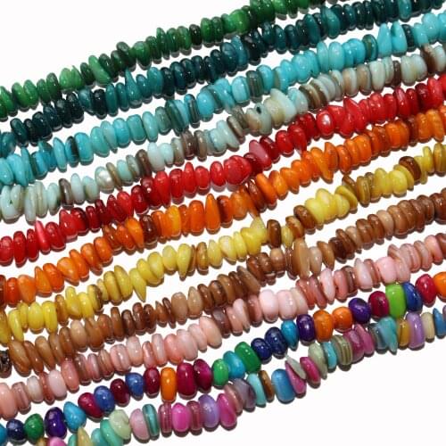 Wholesale Colorful Dye Shell Natural Gravel Shape 5-8 MM Stone Beads For Jewelry Making Charm DIY Bracelet Necklace Material