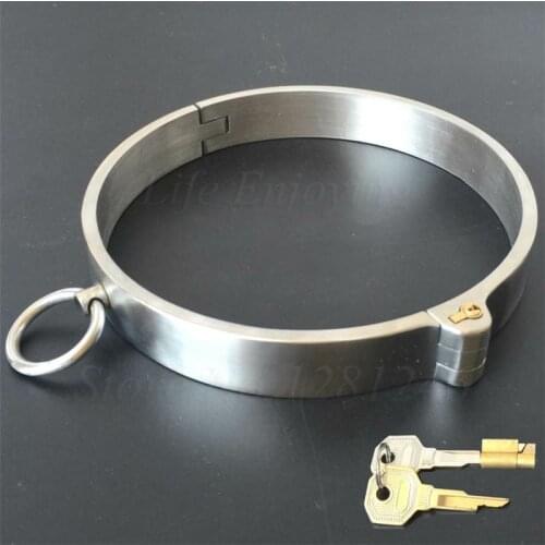 Stainless Steel Slave Bondage Lock Neck Collar Fetish BDSM Choker Adult Game Bed Restraints Collar Sex Toy For Couples Woman Men