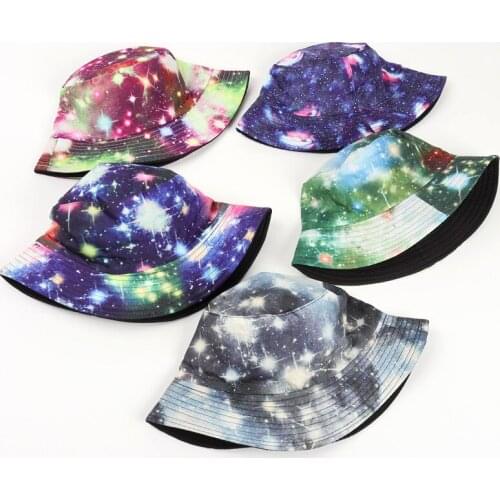 Cotton Star Print Bucket Hat Fisherman Hat Outdoor Travel Hat Sun Cap Hats for Men and Women 335