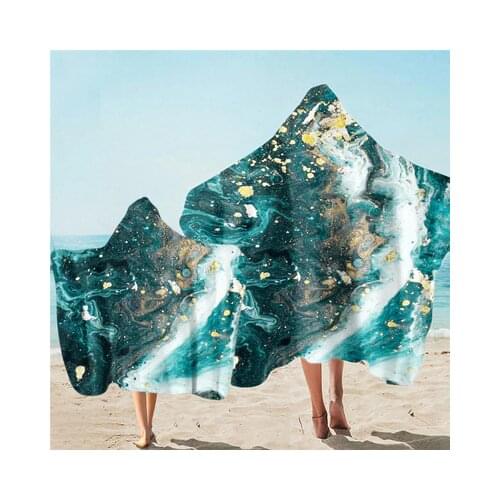 Colored Water Pattern Microfiber Beach Poncho Towel For Adult Kid Absorbent Quick Drying Bath Cape Blanket With Cloak Keep Warm