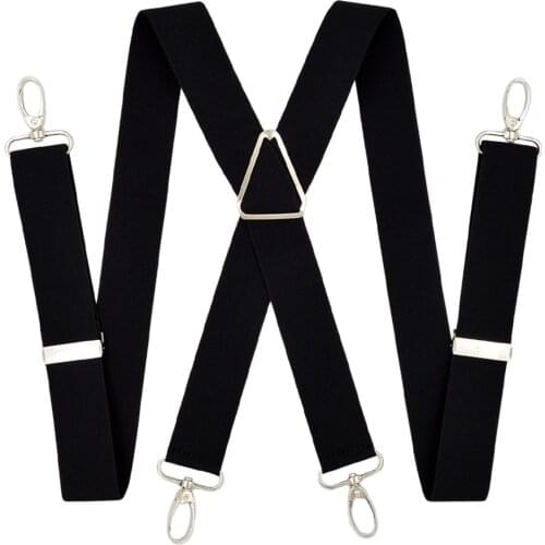 Suspenders Men for Trousers big hooks 120 cm Adjustable elastic x Women Suspender pants 3.5 cm tall braces multi stretch