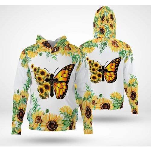 Sunflower Butterfly 3D Hoodies Printed Pullover Men For Women Funny Sweatshirts Fashion Cosplay Apparel Sweater Drop Shipping 02