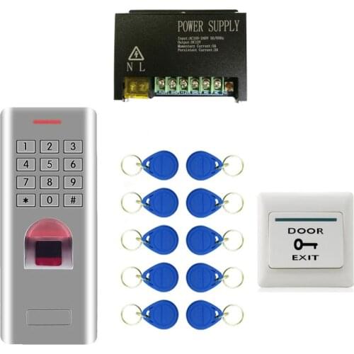 RFID Fingerprint access control kit Waterproof IP66 keypad Anti-Hit support ID card /finger +power+locks+keyfob tags for offices