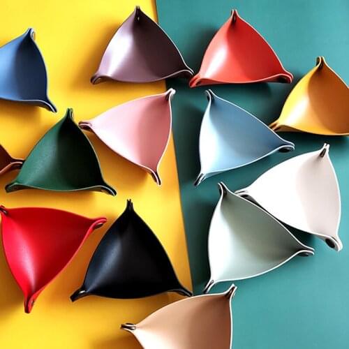 Foldable Storage Trays Home Decorative Dice Trays for Key Wallet Coin PU Leather Trays Creative Decoration Desktop Organizer