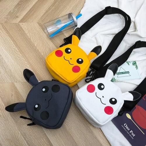 Go Pokemon Shoulderbag High Quality Thick Metal Chain Cloud Dumplings Pikachu Women Teens Clutch Canvas Bag Female Shoulder Bags