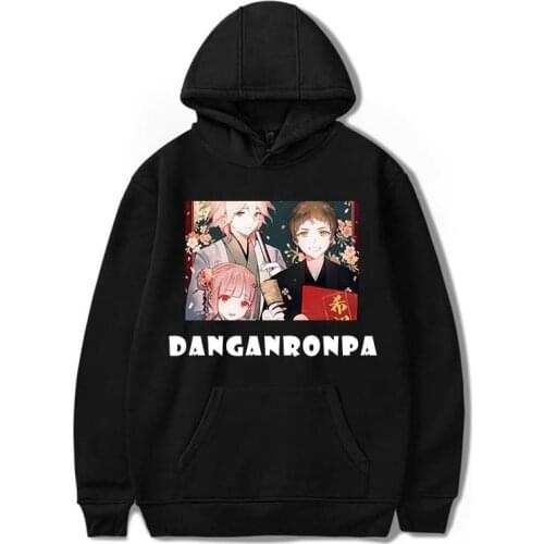 Danganronpa Oversized Hoodie Sweatshirt Character Print Solid Loose Pullovers Long Sleeve Hooded Streetwear Hoody Game Top 2021