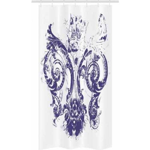 Royal Fleur De Lis Shower Curtain Set Grunge Quartz French Lily Waterproof Fabric Narrow Bath Curtain Bathroom Decor with Hooks