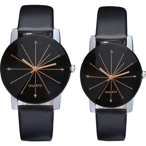 Women men Analog Quartz Watch Dial Hour PU Leather Wristwatch Reloj Mujer Round Case lover Clock Relogio Feminino