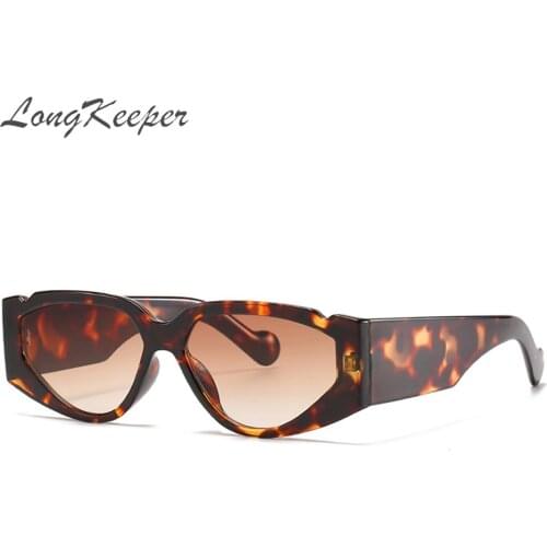 LongKeeper Small Cat Eye Sunglasses Woman Vintage Double Colors Triangle Sun Glasses Leopard Floral Eyewear oculos feminino