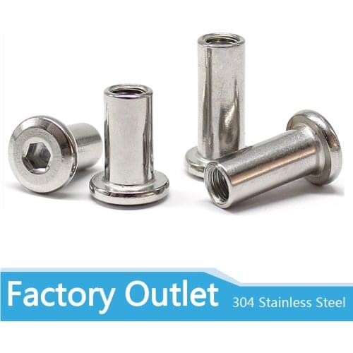 1/5pcs M6 M8 304 Stainless Steel Large Flat Hex Hexagon Socket Head Furniture Rivet Connector Insert Joint Sleeve Cap Nut