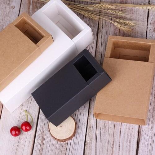 10pcs Kraft Paper Gift Box Black White Drawer Boxes Packaging Candy Cake For Wedding Birthday Home Party Mini Gift Package Boxes