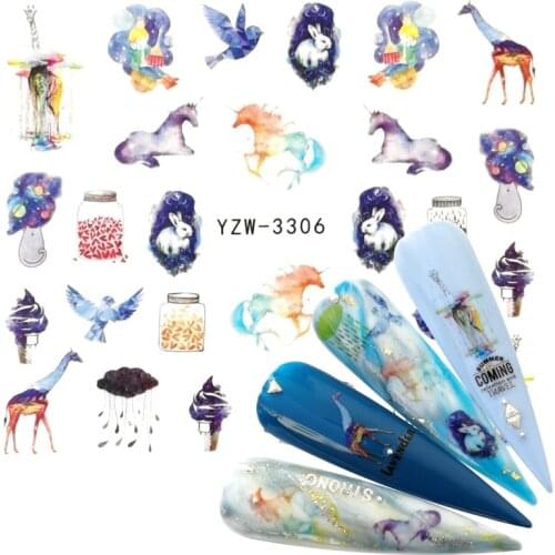 2020 New Nail Stickers on Nails Horse Flower Stickers for Nails Lavender Nail Art Water Transfer Stickers Decals