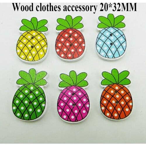 25pcs 2 Holes Pineapple Buttons Cartoons Wood Sewing Fruit Button Fits Scrapbook Charms WCF-369Y