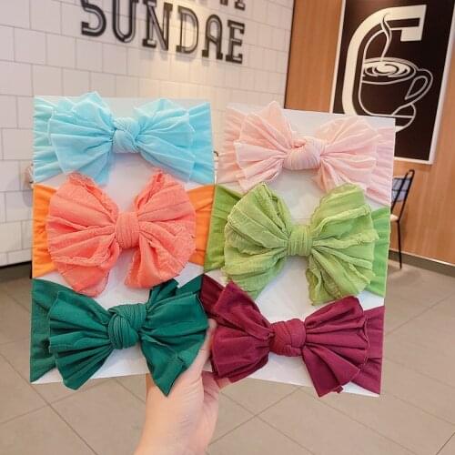 3Pcs/set Cute Bow Baby Girl Headband Nylon Head Bands Turban Newborn Headbands Hair Accessories Baby Gifts For 0-5years Babies