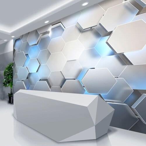 3D Solid Geometry Wallpaper KTV Hair Salon Office Company Front Desk E-sports Room Concave Convex Background Wall Mural