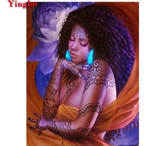 Diy 5d Diamond Painting Full Square Round Diamond Embroidery African woman Cross Stitch Diamond Mosaic rhinestones icons