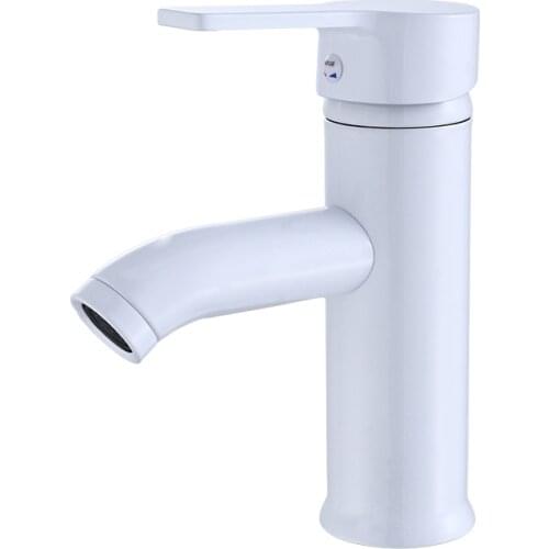 White Modern Bathroom Basin Faucet 304 Stainless Steel Hot Cold Wash Mixer Crane Tap Free Rotation Sink Faucets Single Handle