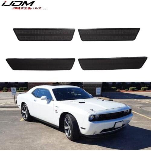 IJDM Side Marker Lenses For Front & Rear Bumpers Complete Smoked Lens Sidemarker Lamp Housings For 08-14 Dodge Challenger