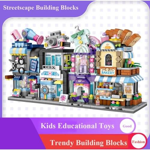 Kids Building Blocks Toys Mini Streetscape Building Models Children Educational Toys Puzzle Childrens Toys Best Gift Girls Boys