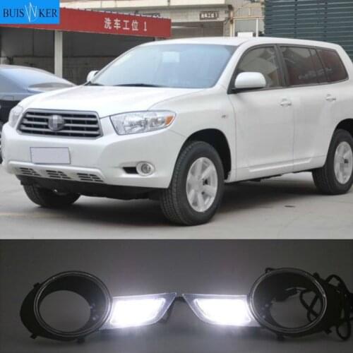 1 Pair LED DRL Daytime Running Lights Daylight Waterproof Fog Head Lamp white For Toyota Highlander 2009 2010 2011
