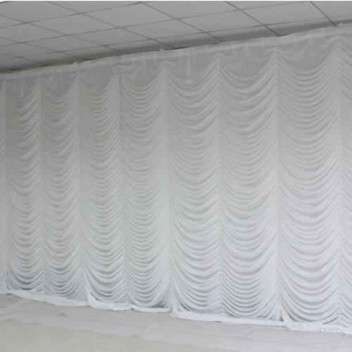 Ice Silk Elegant White Ripple Wedding Backdrop Wedding Supply Curtain for wedding Decoration