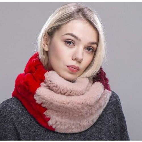 FXFURS Women Infinity fur scarf Circle long rabbit fur scarf ring winter warm fashion rex rabbit fur muffler neckerchief warps