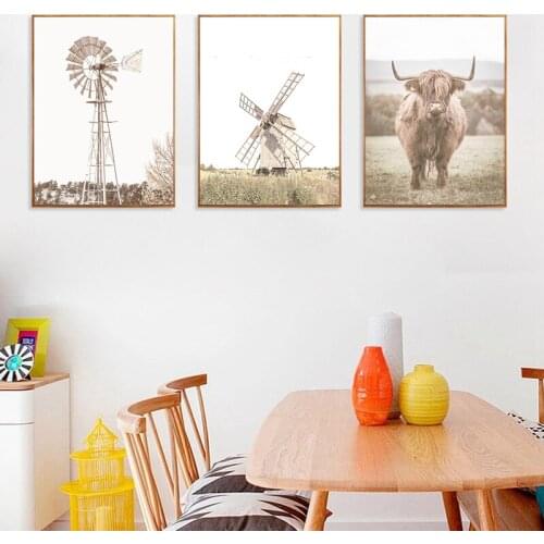 GATYZTORY 3PC Windmill Yak Landscape Oil Painting By Numbers For Adults Unique Diy Gift Acrylic Pigment Home Art 40x50cm