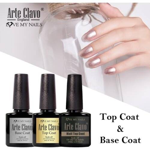 Arte Clavo UV Gel Top Base Coat Set 10ml Nail Polish Gel Varnish Nails Art Soak Off Gel Lacquer Rubber Base No Wipe Top Gel Lak