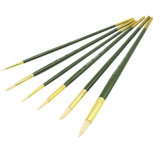 Artist Bristle Hair Aluminum Quality Gold Green Student Art Drawing Material Oil Painting Watercolor Round 6 pcs Set supplies