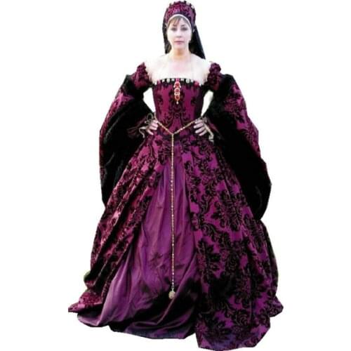 History!Customer-made Luxs Purple Vintage Costumes Renaissance Dresses Steampunk dress Gothic Cosplay Halloween Dresses C-1158