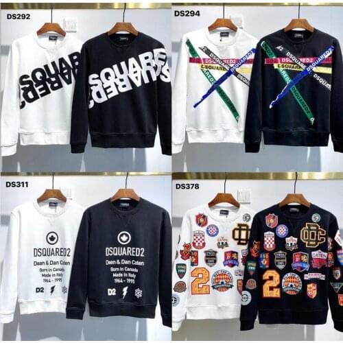 Classic 2021 fw Autumn Winter Dsquared2 women/men hoodie printed unisex casual sweatshirt black ds378