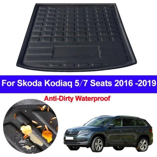 For Skoda Kodiaq 5 Seaters 7 Seats 2016 2017 2018 2019 Car Auto Rear Trunk Mat Cargo Tray Boot Liner Carpet Protector Floor Mats