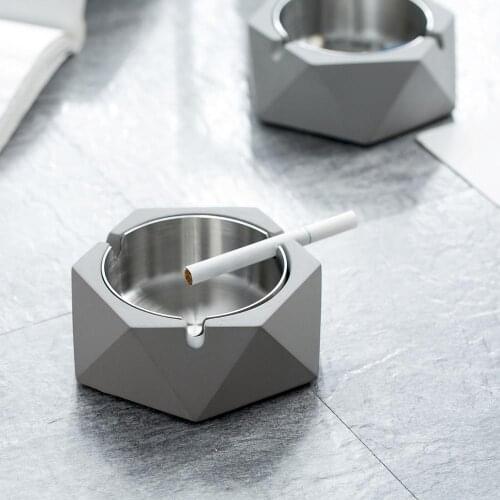Creative Cement Ash Tray Stainless Steel High Temperature Resistant Ashtray Desktop Cigarette Ash Holder Tray Home Decoration