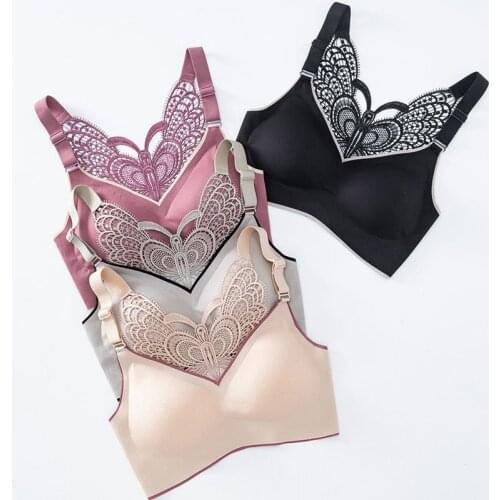 TrowBridge Butterfly Lace Womens Bras Sexy Lingerie Sweet Girls Tube Top Sports Seamless Brassiere Large Size Comfort Bra M-5XL