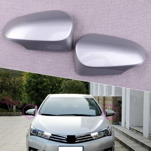 CITALL 1 Pair Car Door Mirror Cap Cover fit for Toyota Corolla 2014 2015 2016 2017 2018 2019 ABS Plastic Silver
