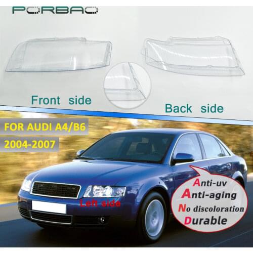 Headlight Lens Cover For A4B6 2004-2007 Black border Headlamp Clear Auto Shell Cover Replacement DIY